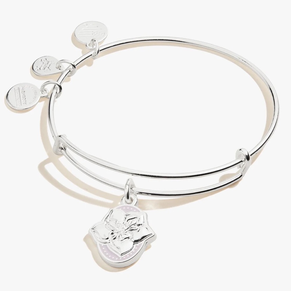 ALEX AND ANI Silver Wildflower Charm Bangle Bracelet